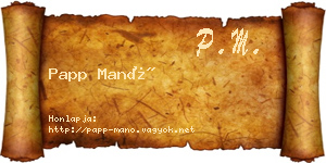 Papp Manó névjegykártya